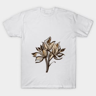 Elegant Golden Lily Flower on Black Background No. 943 T-Shirt